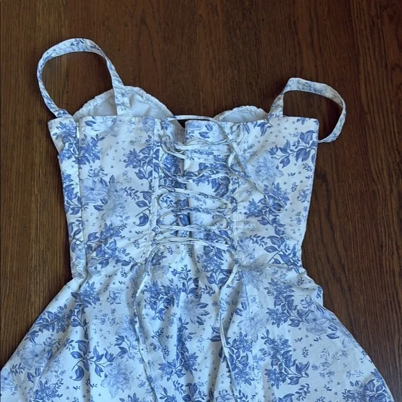 House of cb Carmen Blue Print Bustier Sundress Size Large plus cup - Picture 6 of 7